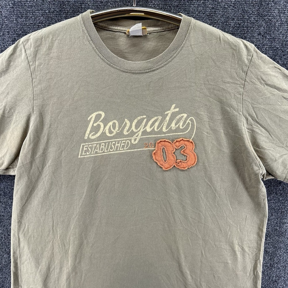 VTG Borgata Casino Atlantic City T-Shirt Large Green S/S Grunge Y2K USA Made EUC